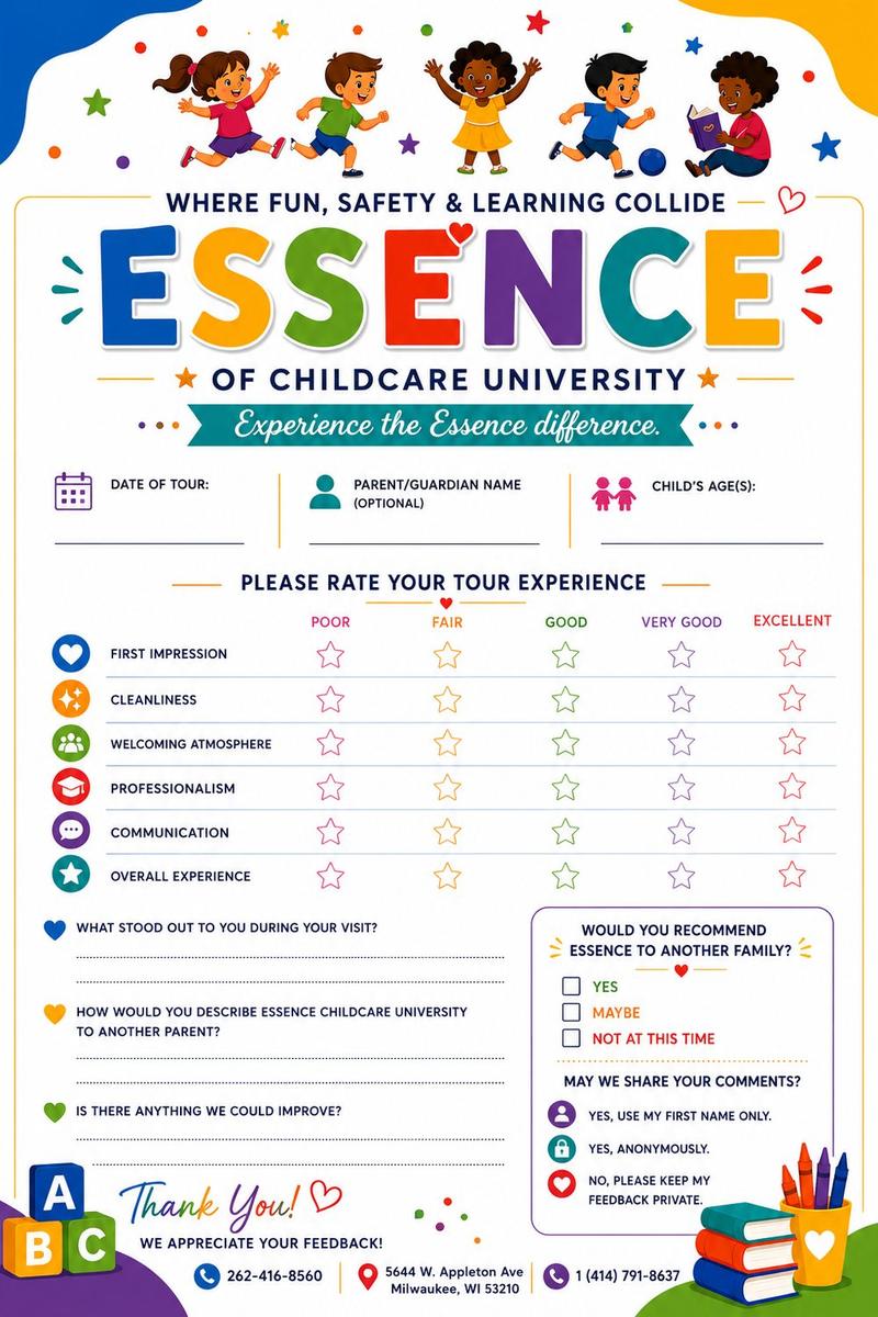 The ECU tour feedback form families complete after a visit